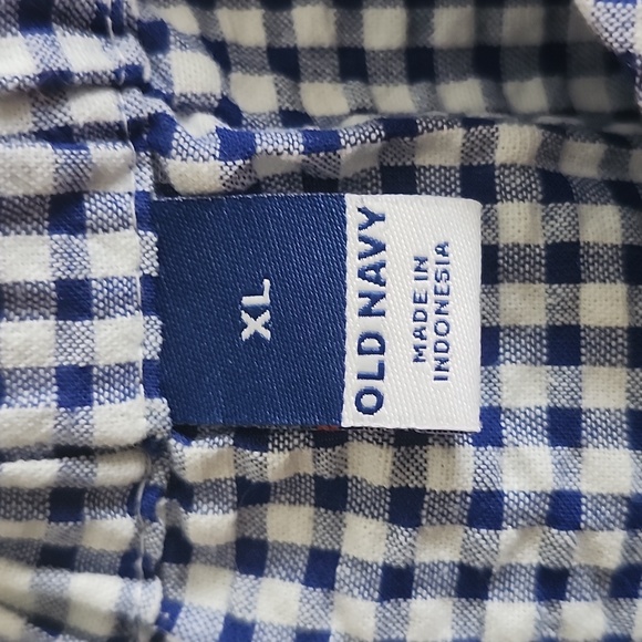 Old Navy Blue White Gingham Puff Sleeve Blouse Babydoll Top Feminine Prarie - Picture 5 of 7